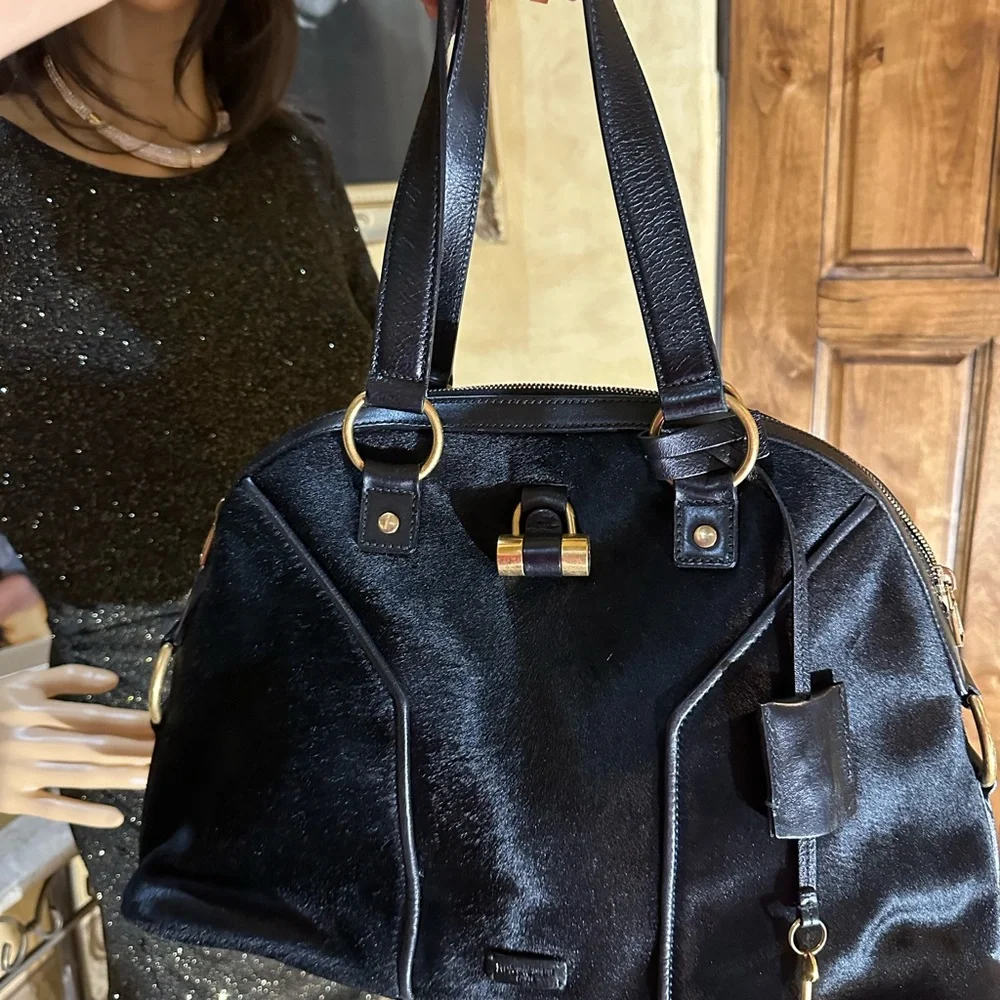 Gorgeous Yves Saint Laurent Black Pony Hair Large Muse Bag - Picture 7 of 16